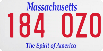 MA license plate 184OZ0