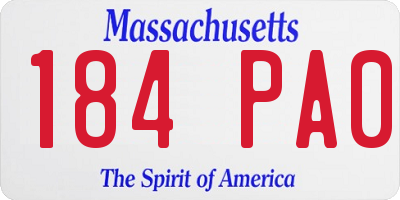 MA license plate 184PA0