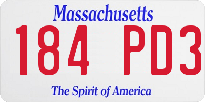 MA license plate 184PD3
