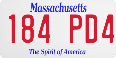 MA license plate 184PD4