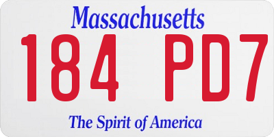 MA license plate 184PD7