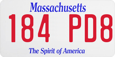 MA license plate 184PD8