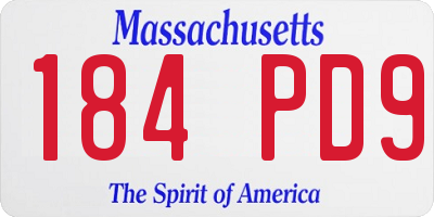 MA license plate 184PD9