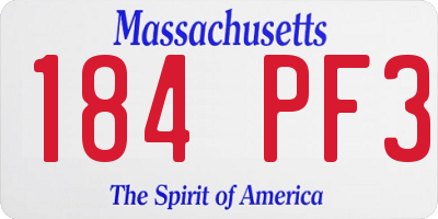 MA license plate 184PF3