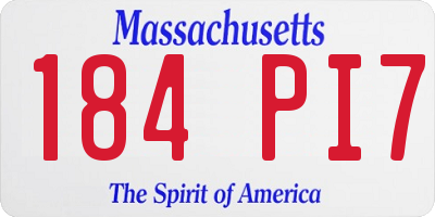 MA license plate 184PI7