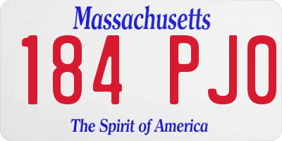 MA license plate 184PJ0