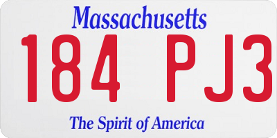 MA license plate 184PJ3