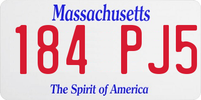 MA license plate 184PJ5