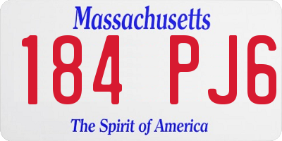 MA license plate 184PJ6