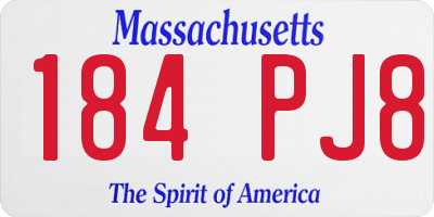 MA license plate 184PJ8