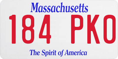 MA license plate 184PK0