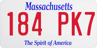 MA license plate 184PK7