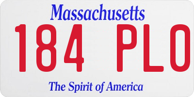 MA license plate 184PL0