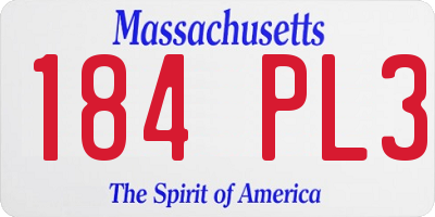 MA license plate 184PL3