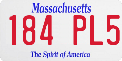 MA license plate 184PL5