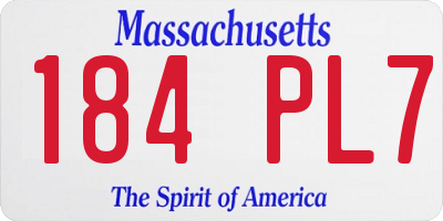 MA license plate 184PL7