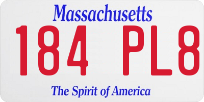 MA license plate 184PL8