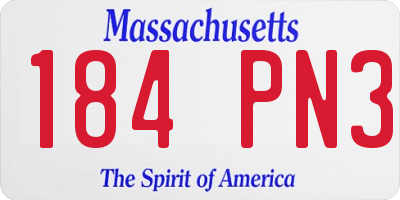 MA license plate 184PN3