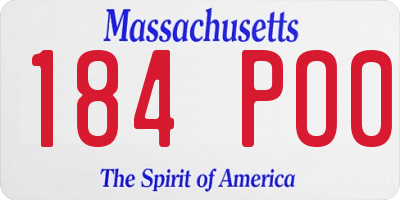 MA license plate 184PO0