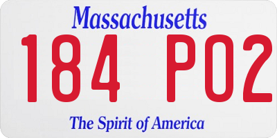 MA license plate 184PO2