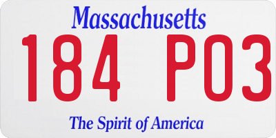 MA license plate 184PO3