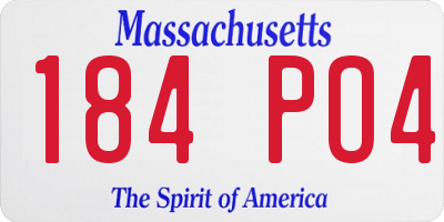 MA license plate 184PO4