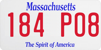 MA license plate 184PO8