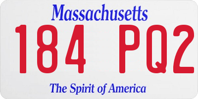 MA license plate 184PQ2