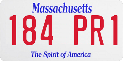 MA license plate 184PR1