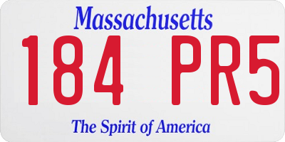 MA license plate 184PR5