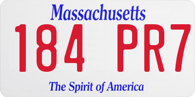 MA license plate 184PR7