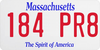 MA license plate 184PR8