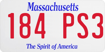MA license plate 184PS3