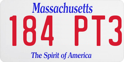 MA license plate 184PT3