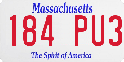 MA license plate 184PU3