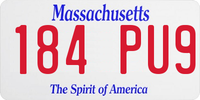 MA license plate 184PU9