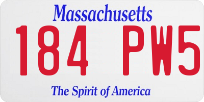 MA license plate 184PW5