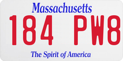 MA license plate 184PW8