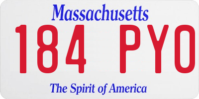 MA license plate 184PY0