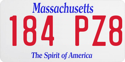 MA license plate 184PZ8