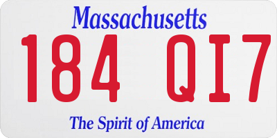 MA license plate 184QI7