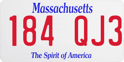 MA license plate 184QJ3