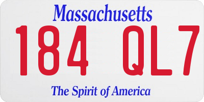 MA license plate 184QL7