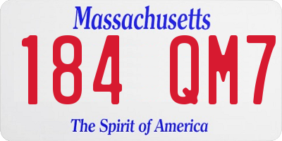 MA license plate 184QM7