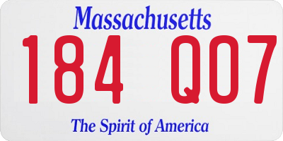 MA license plate 184QO7