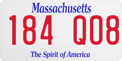 MA license plate 184QO8