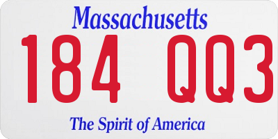 MA license plate 184QQ3