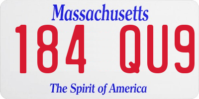 MA license plate 184QU9