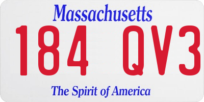 MA license plate 184QV3