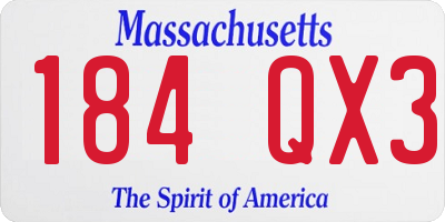 MA license plate 184QX3